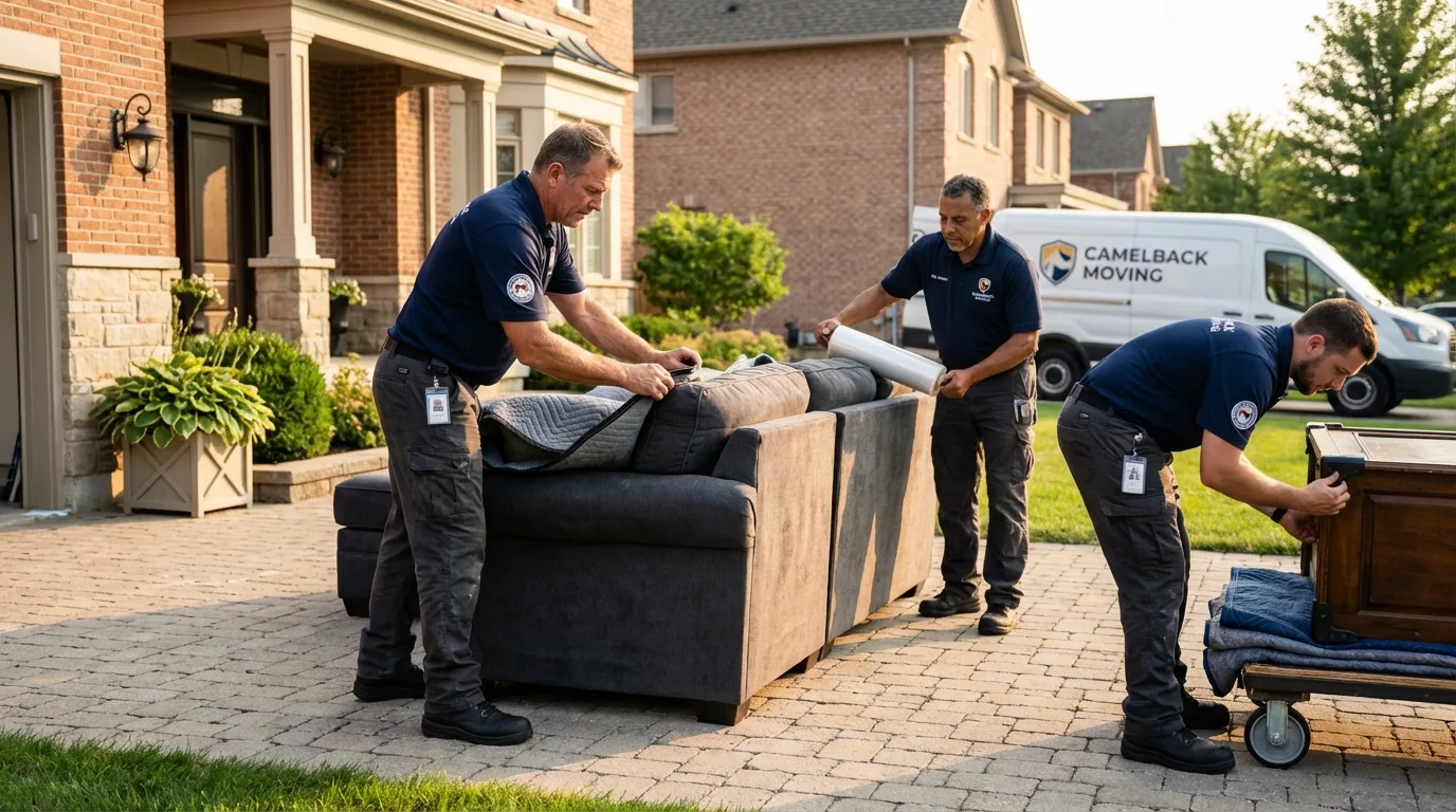 Large estate moving crew wrapping furniture in Santa Monica, CA