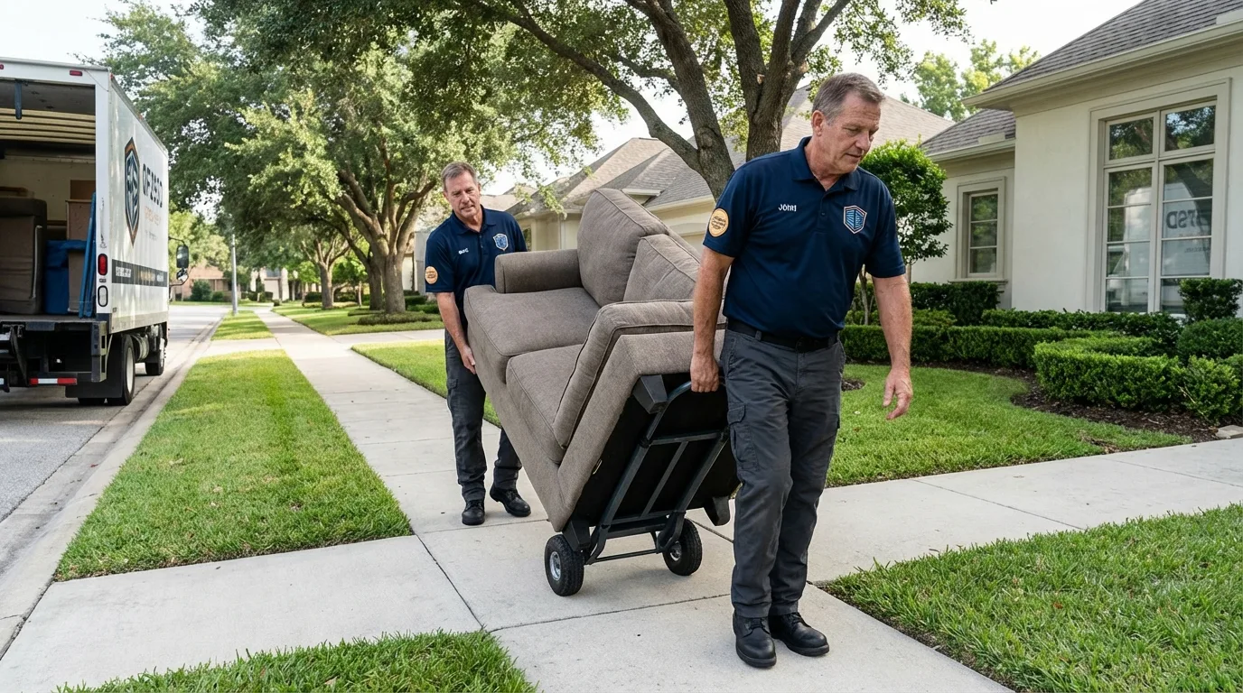 Local residential moving crew loading furniture in Santa Monica, CA
